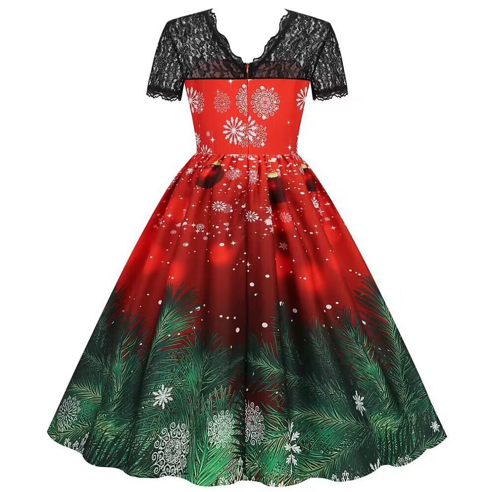 Christmas Vintage Lace Swing Dress