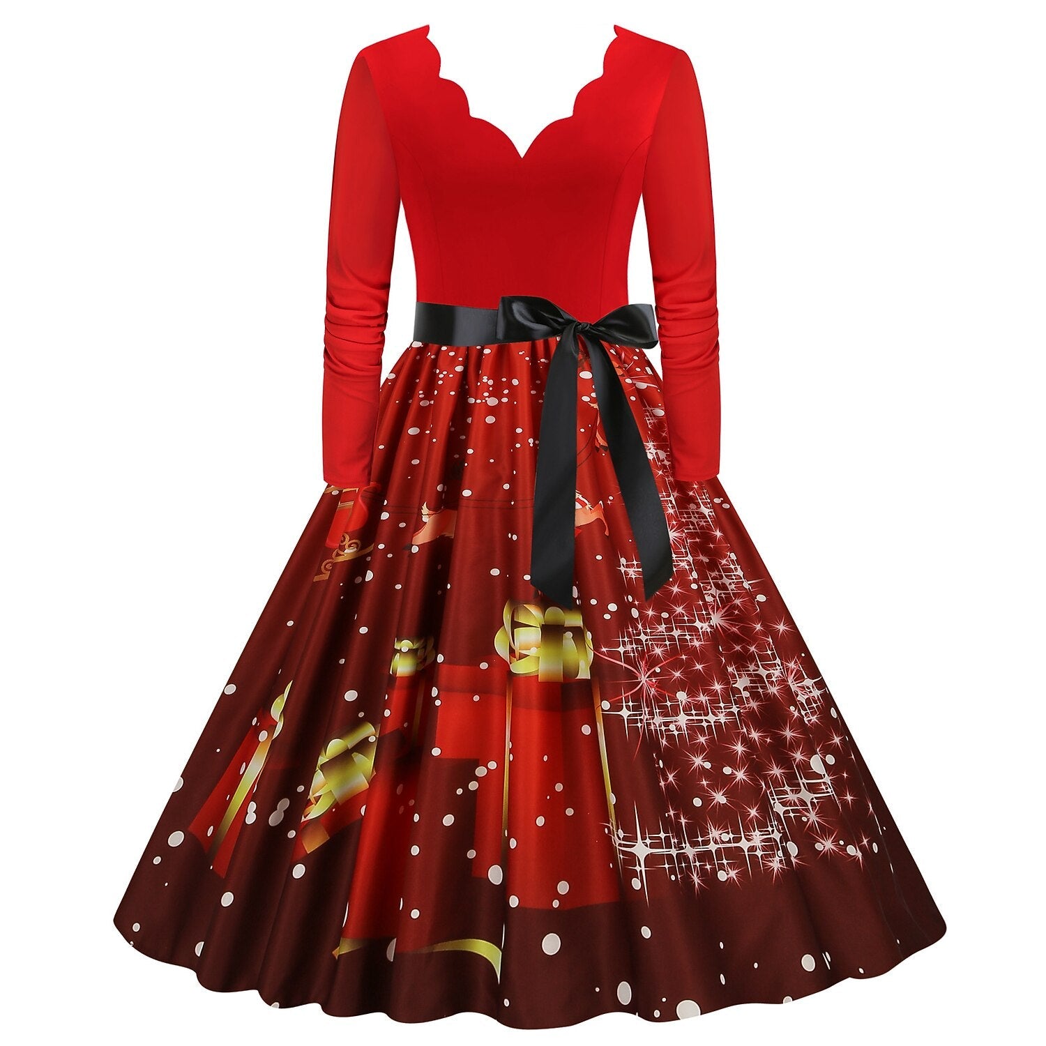 Christmas A-Line Santa Print Dress