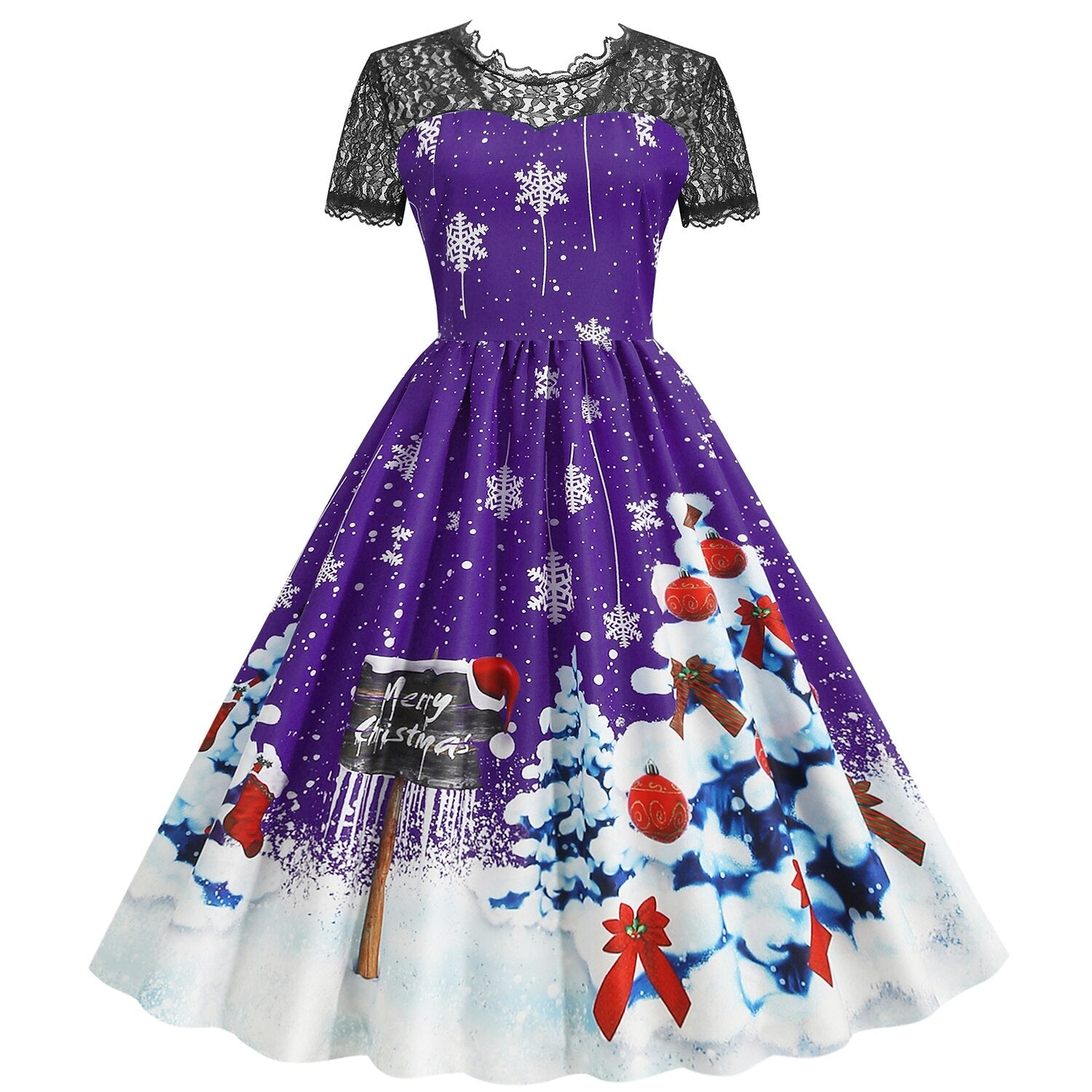 Christmas Vintage Lace Swing Dress