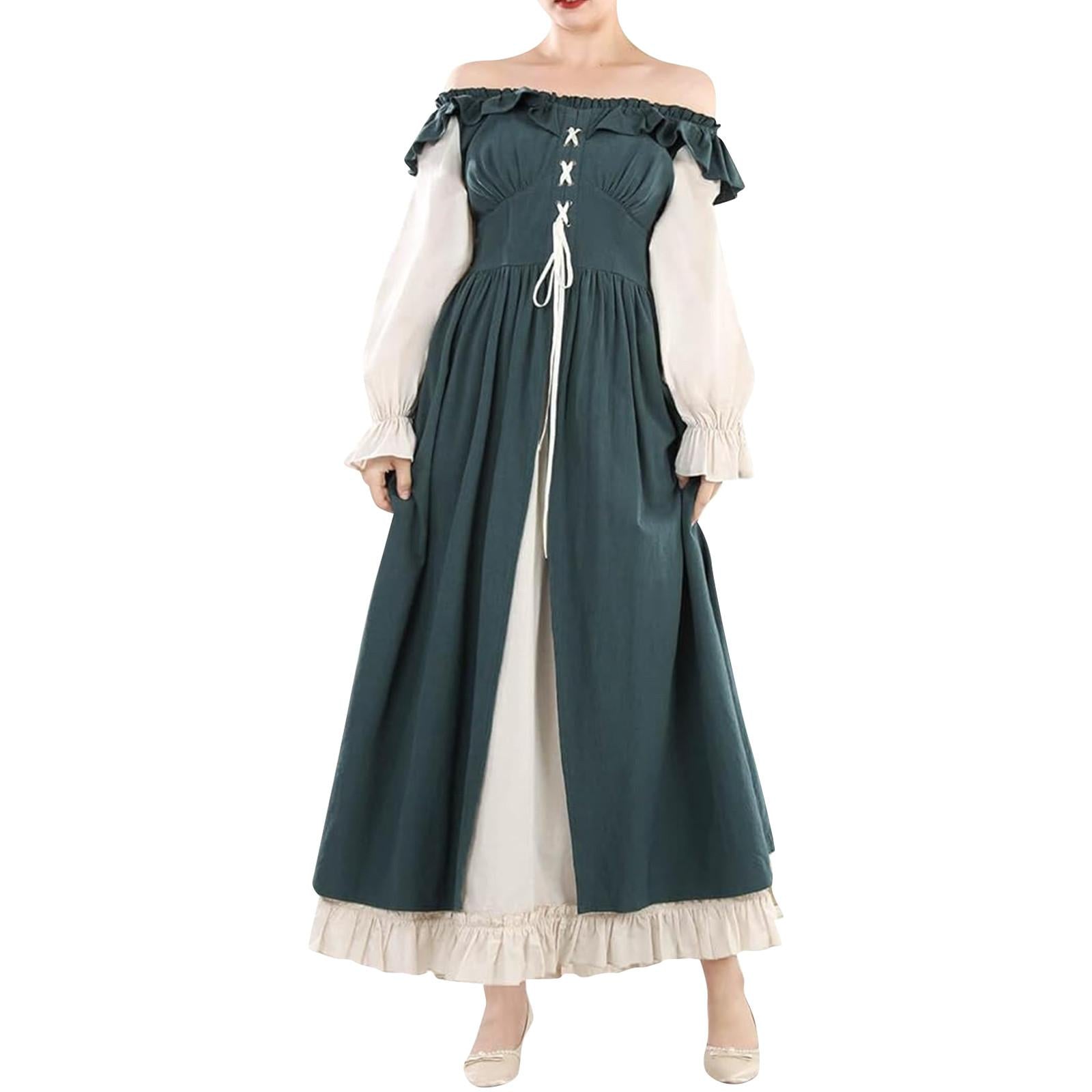 Renaissance Cottagecore Dress with Ruffle Trim