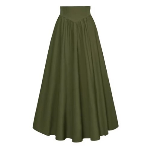 Retro Vintage Medieval Solid Color A-Line Maxi Skirt