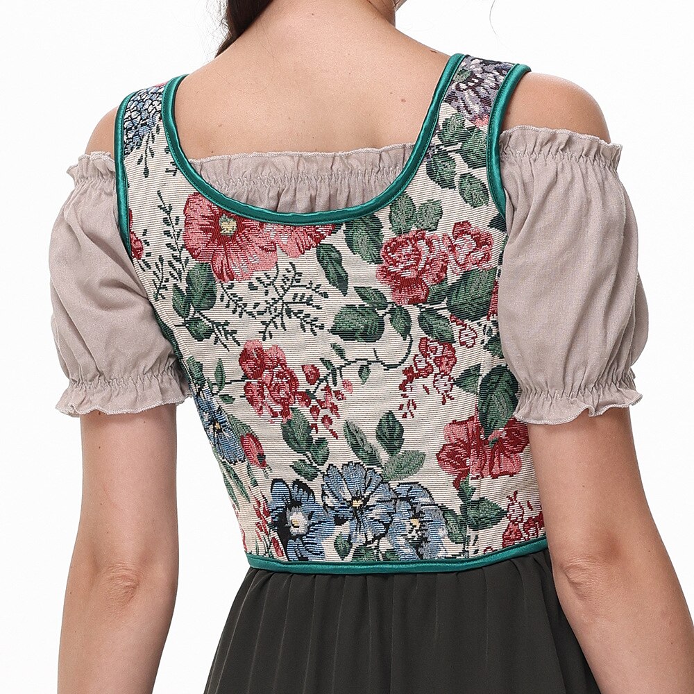 Floral Corset Lace-up Front U-Back Vest