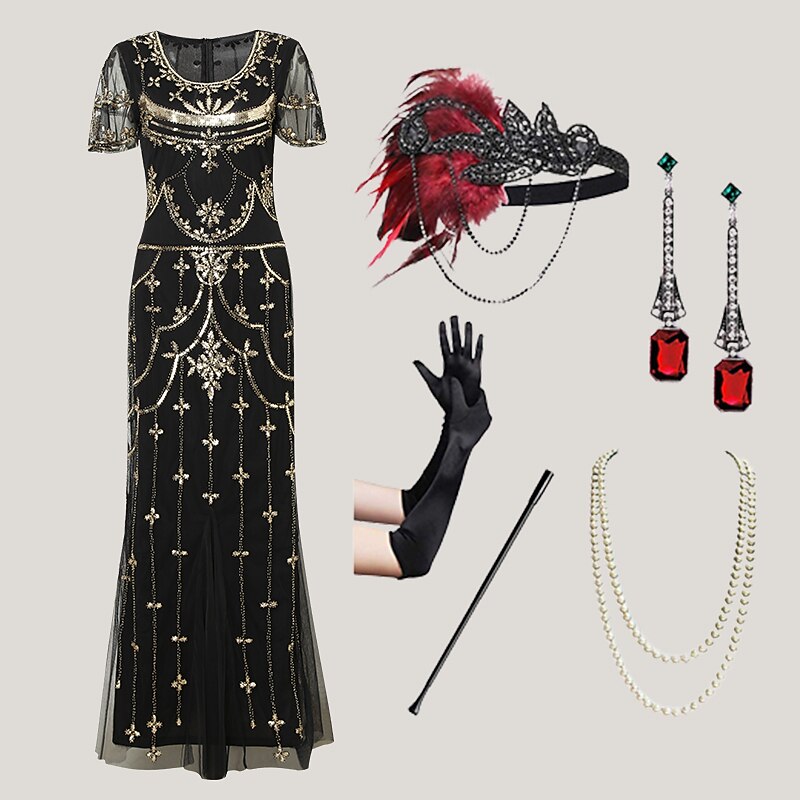 Art Deco Sequin Flapper Costume Set