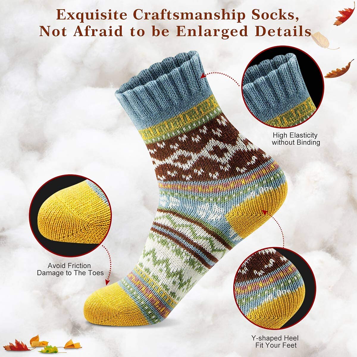 5PCS Christmas Cozy Nordic Cabin Socks