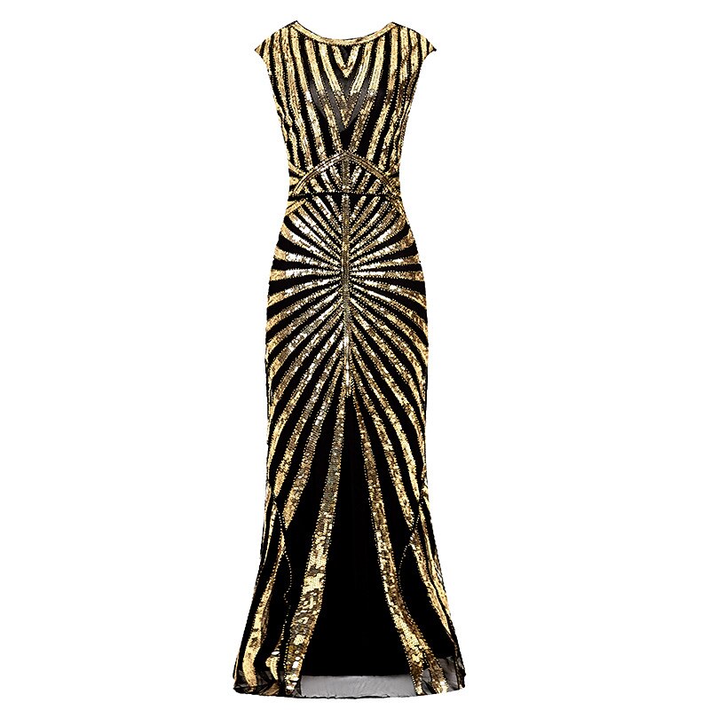 Sequined Golden Evening Gown