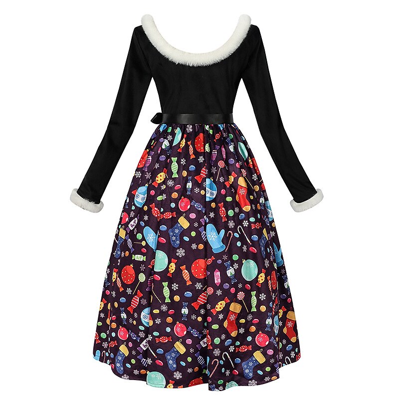 Christmas Vintage A-Line Print Dress