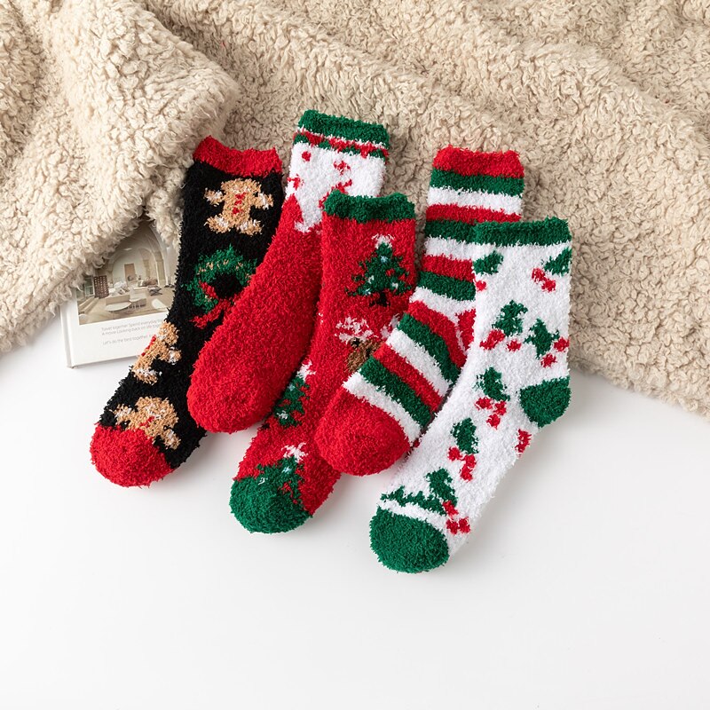 5 PCS Christmas Cozy Fuzzy Socks