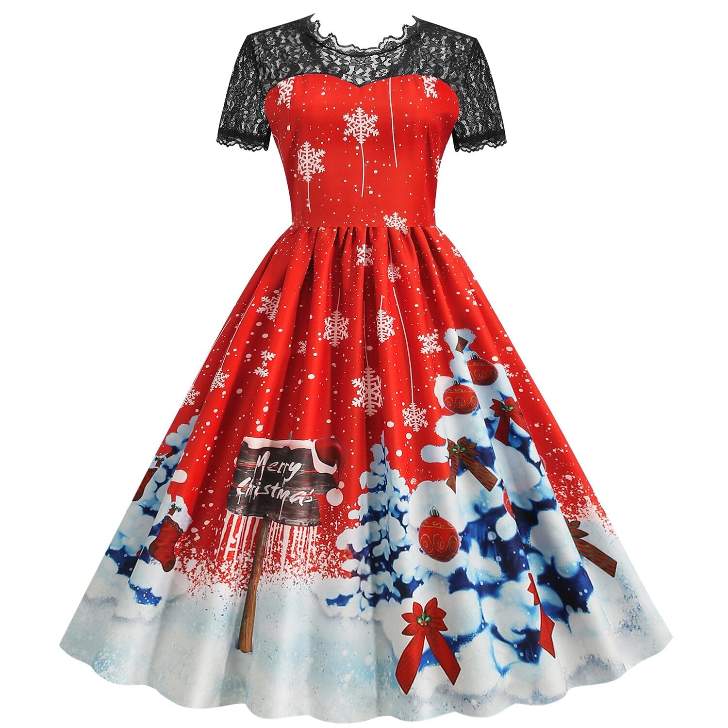 Christmas Vintage Lace Swing Dress