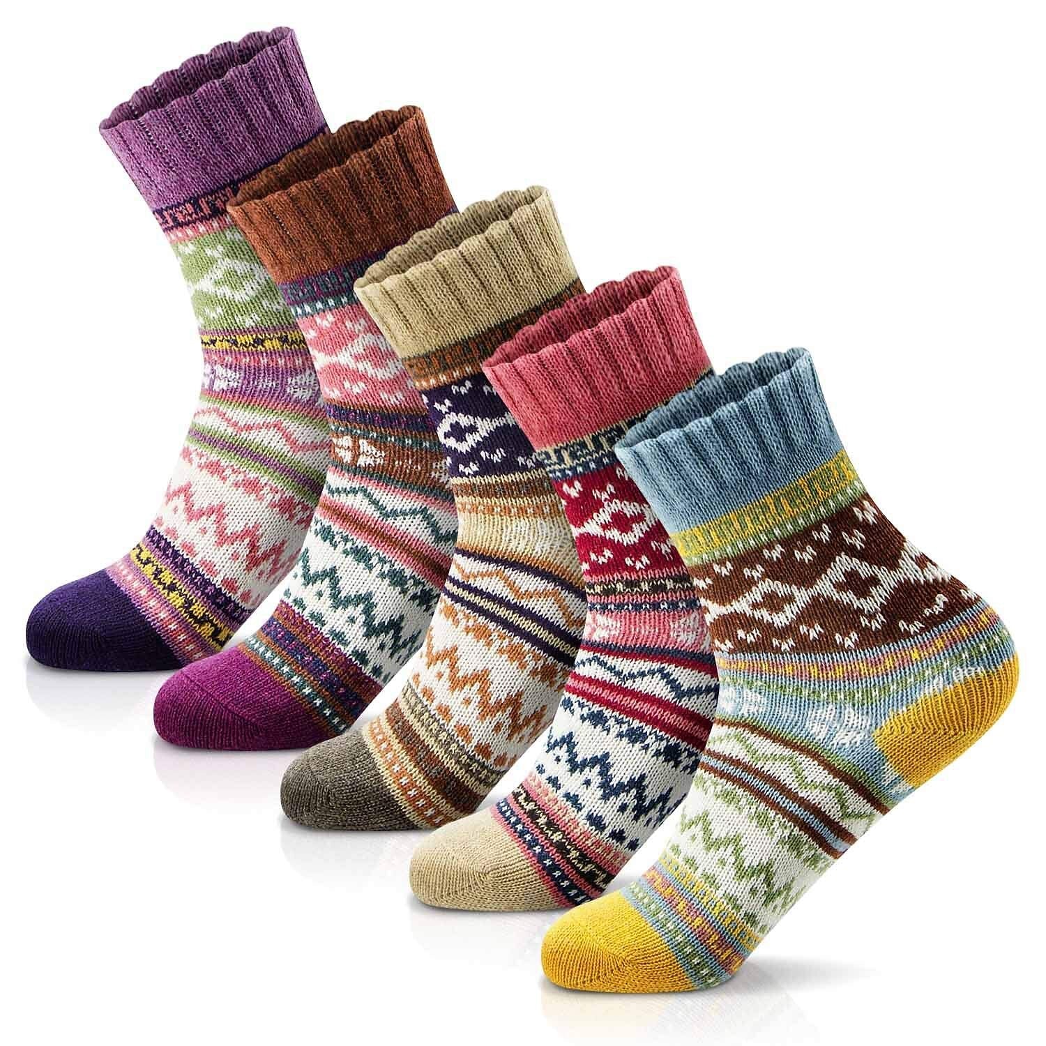 5PCS Christmas Cozy Nordic Cabin Socks