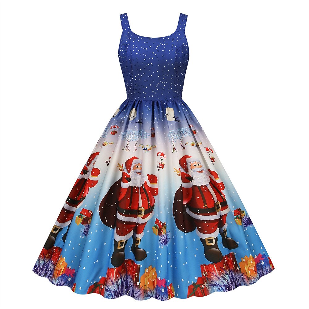Christmas Vintage Santa A-Line Dress