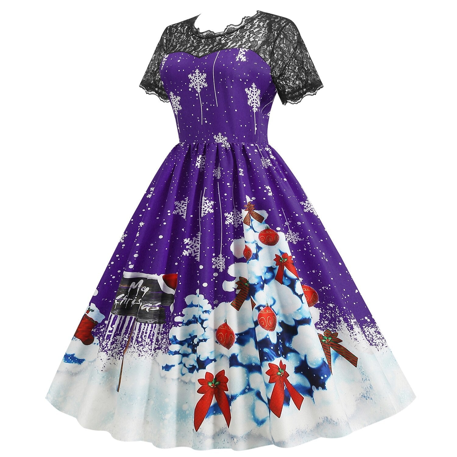Christmas Vintage Lace Swing Dress