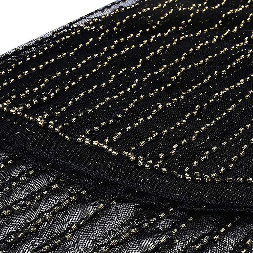 Art Deco V-Neck Flapper Dress with ACCs