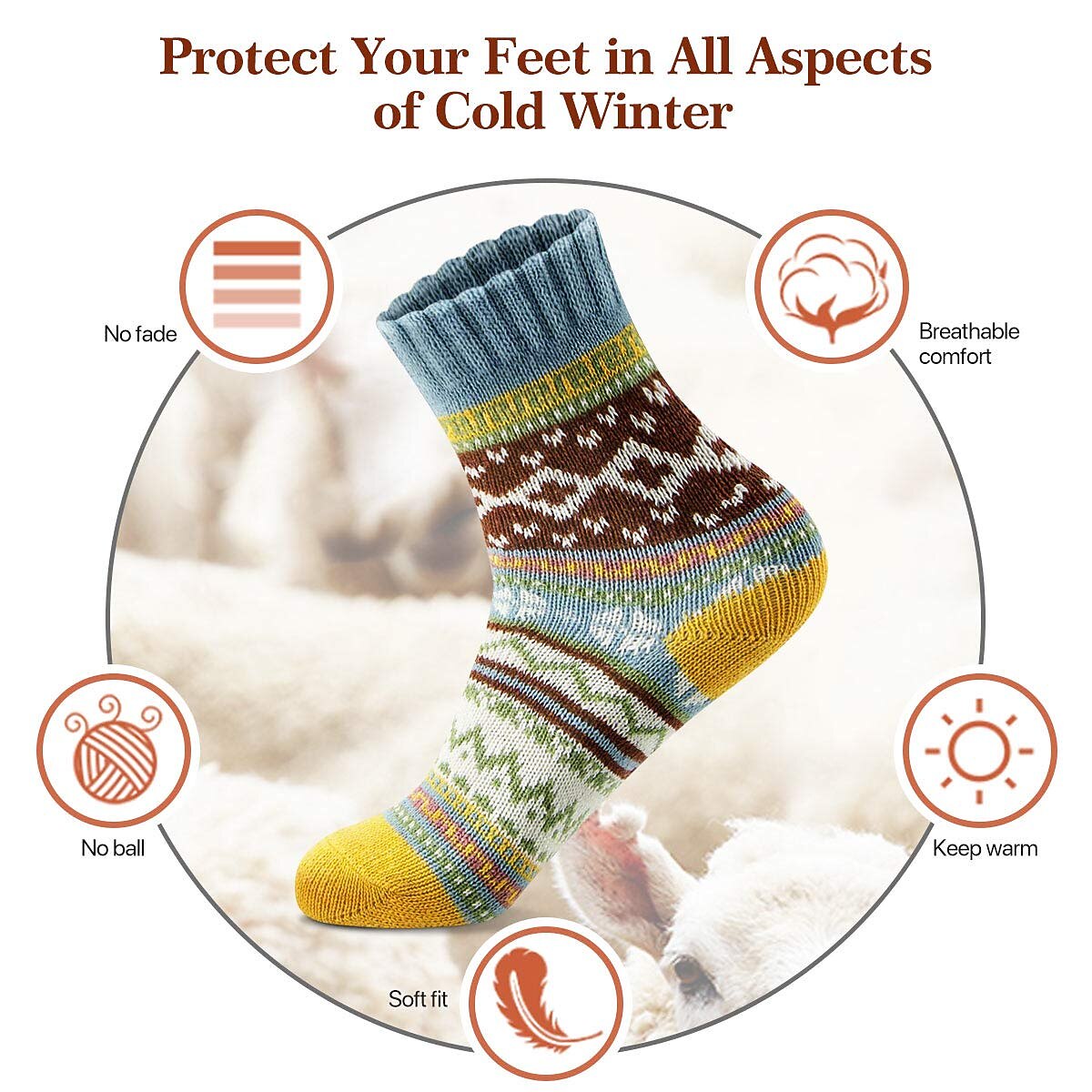 5PCS Christmas Cozy Nordic Cabin Socks