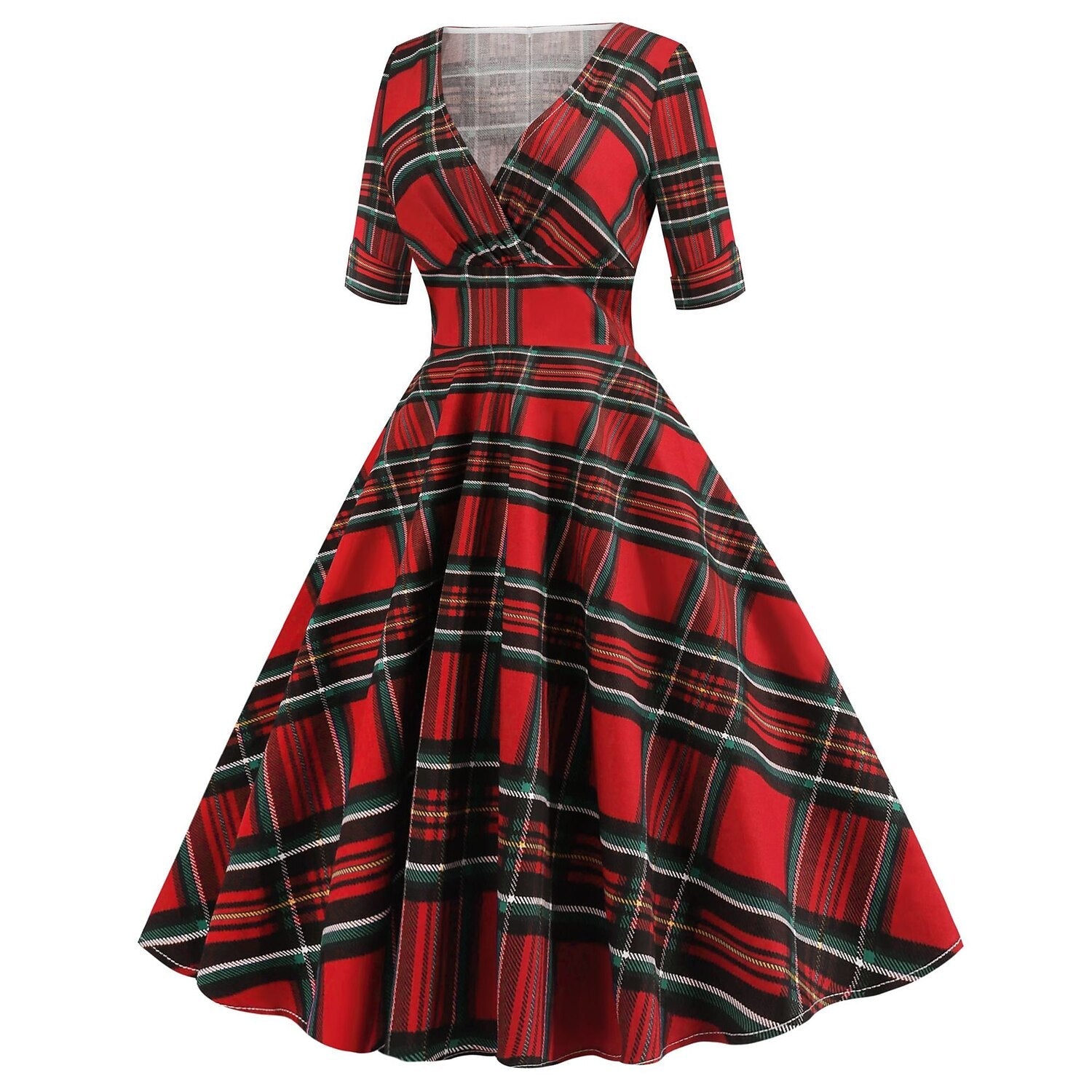 Christmas Plaid A-Line Dress