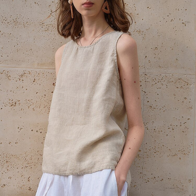 Women Classic Linen Tank Top