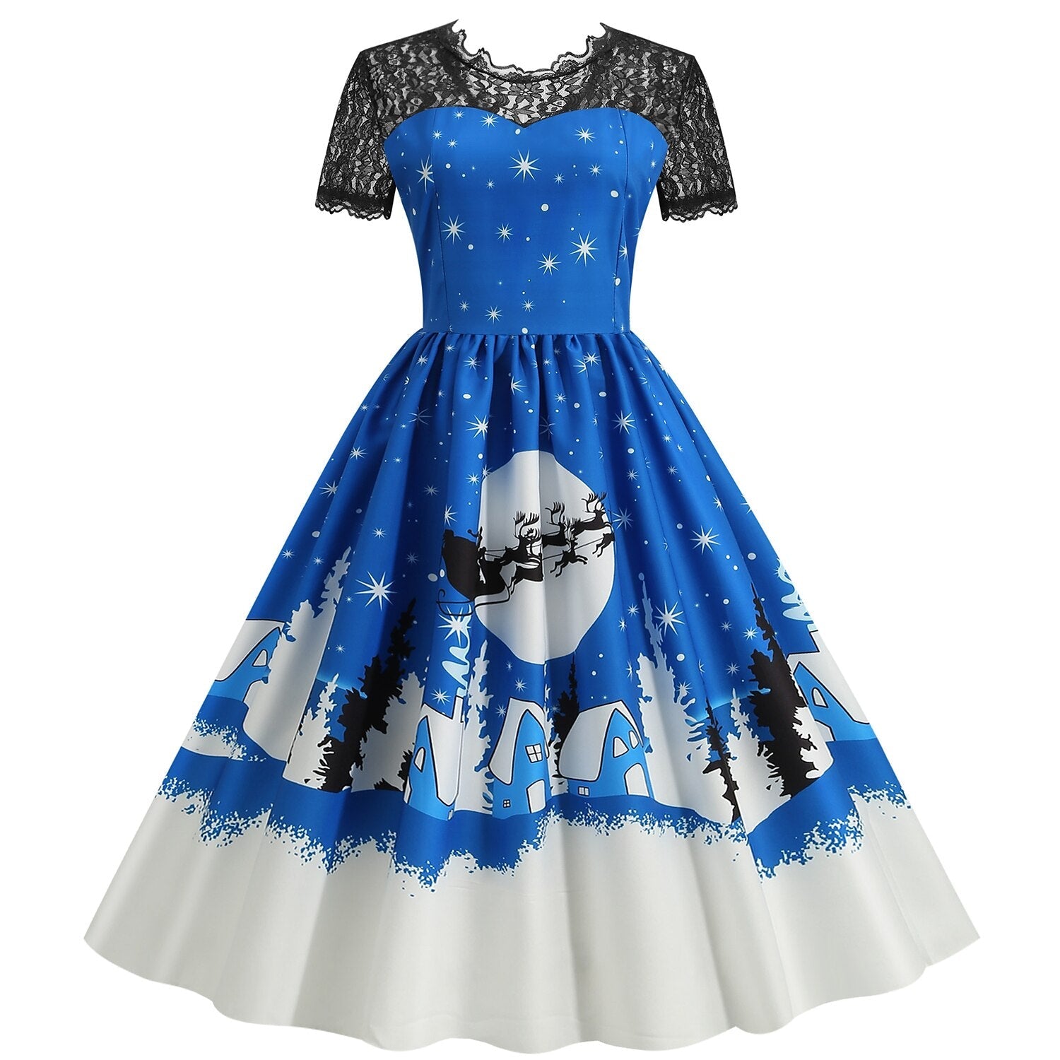 Christmas Vintage Lace Swing Dress