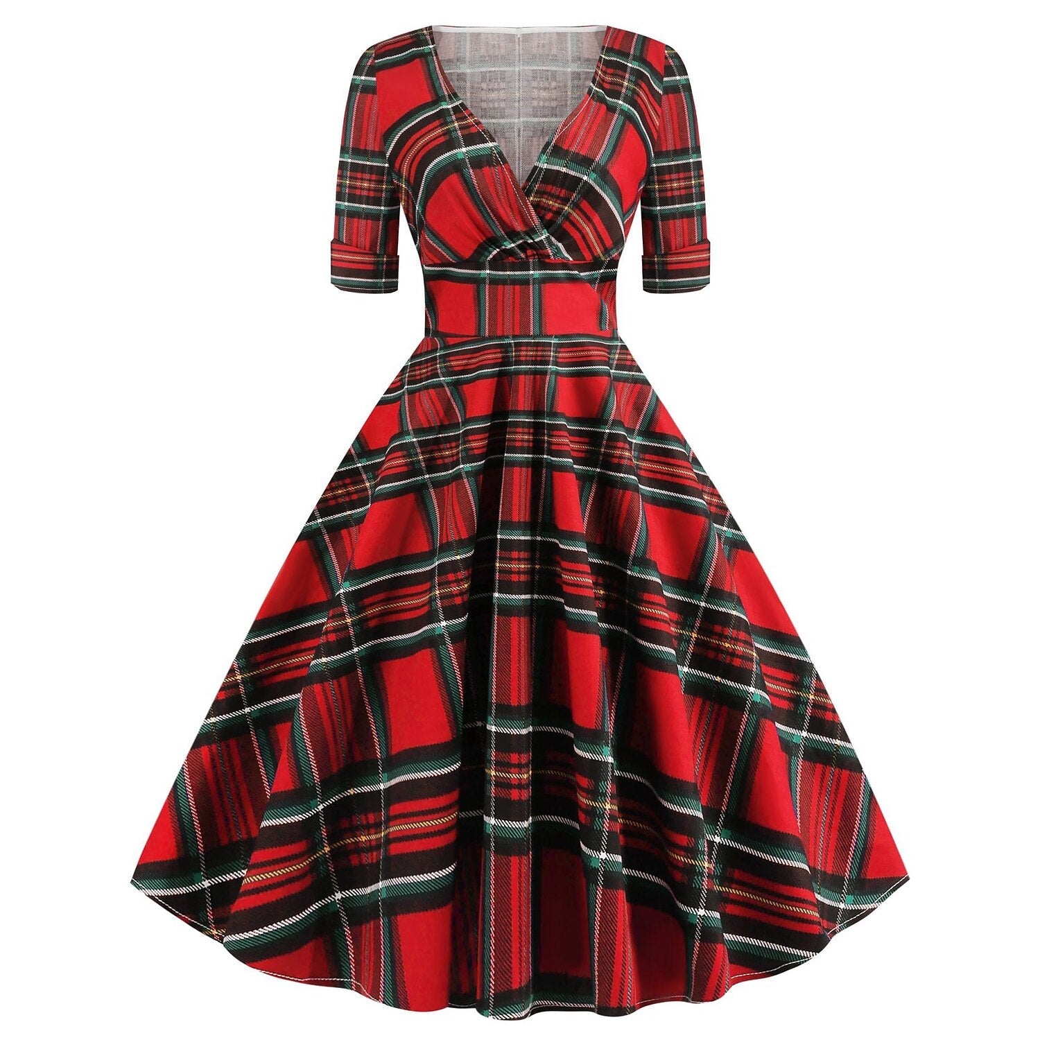 Christmas Plaid A-Line Dress