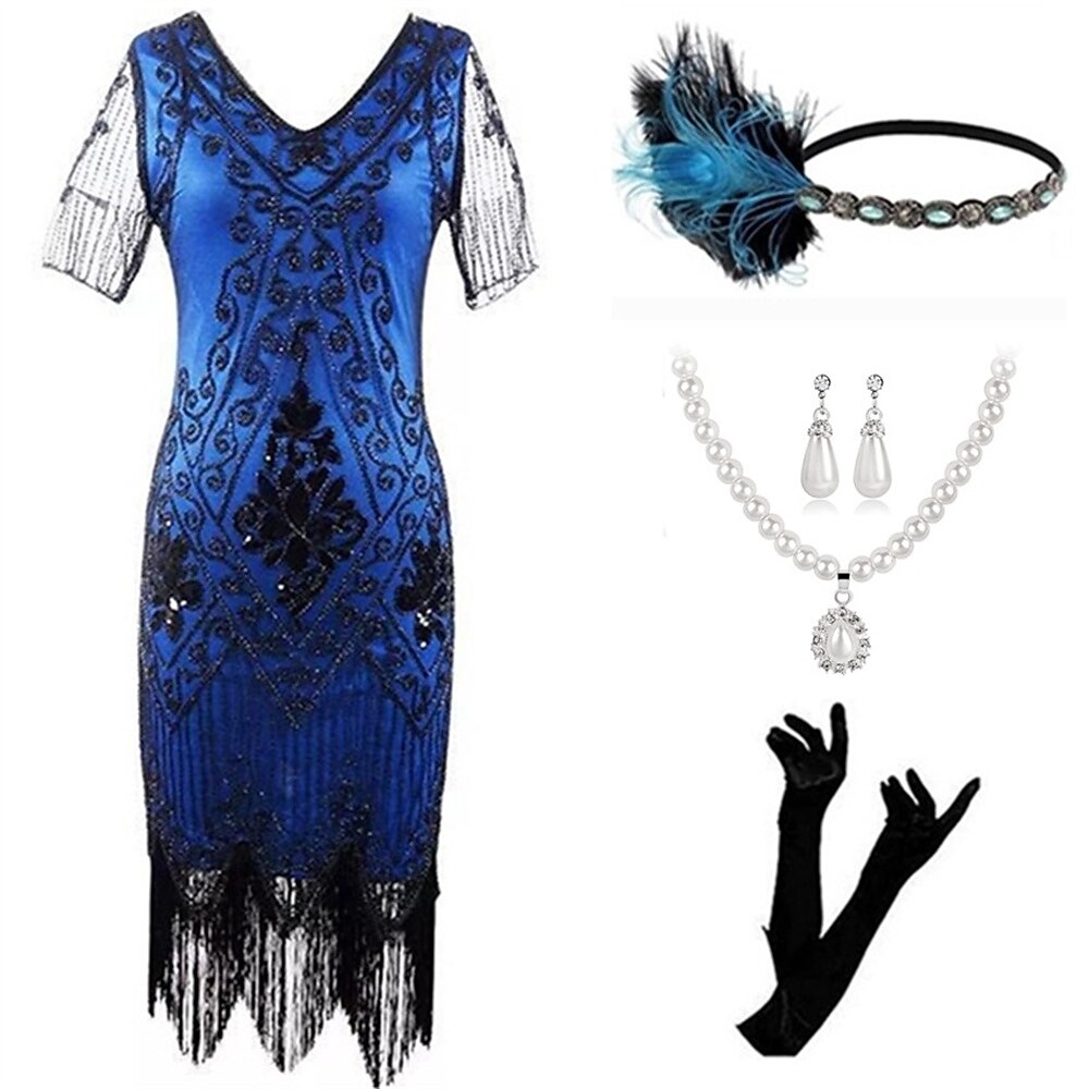 Art Deco Beaded Flapper Dress with ACCs
