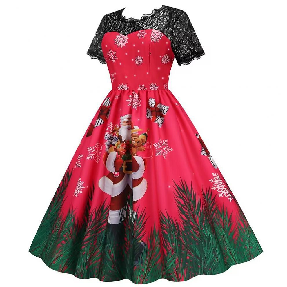 Christmas Vintage Lace Swing Dress