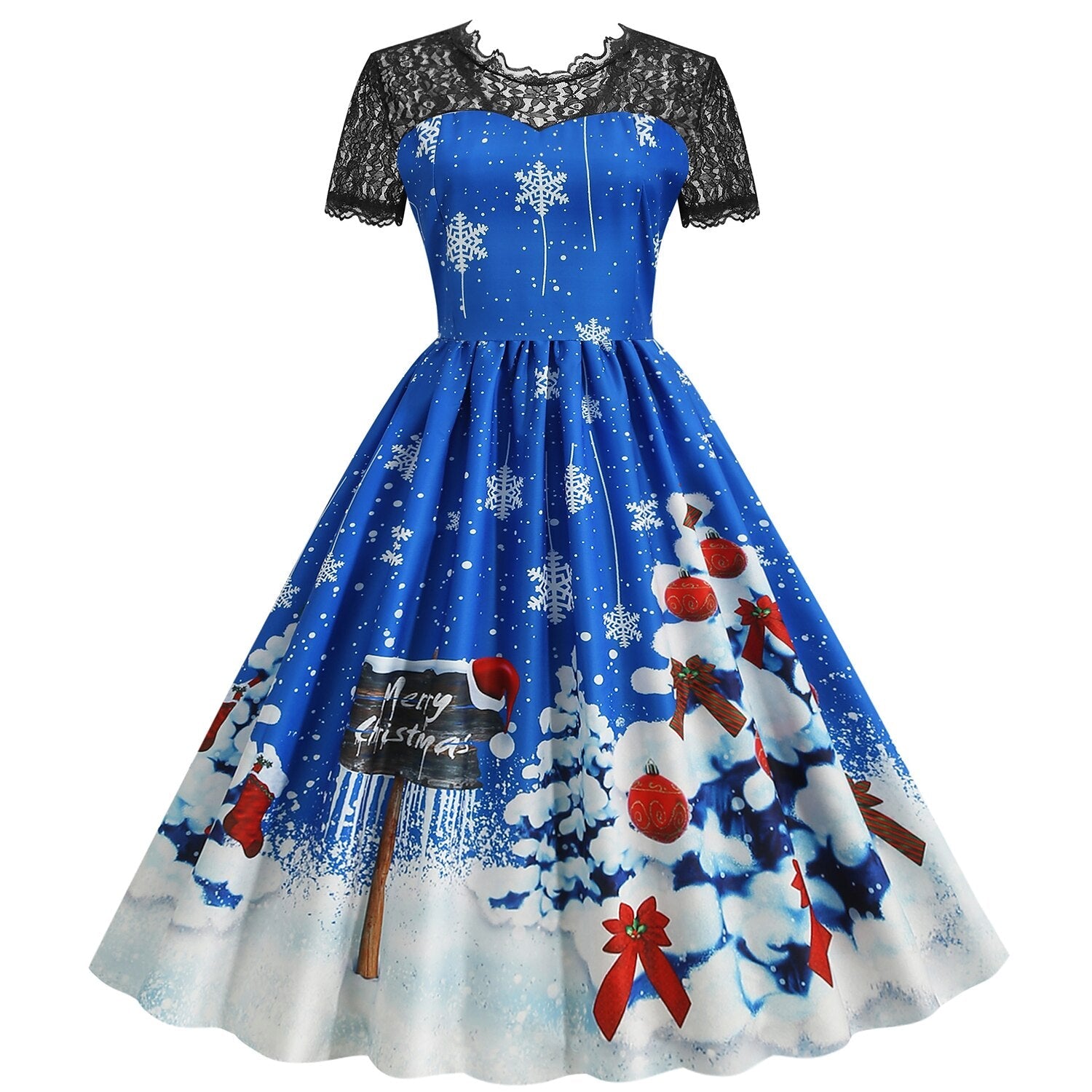 Christmas Vintage Lace Swing Dress