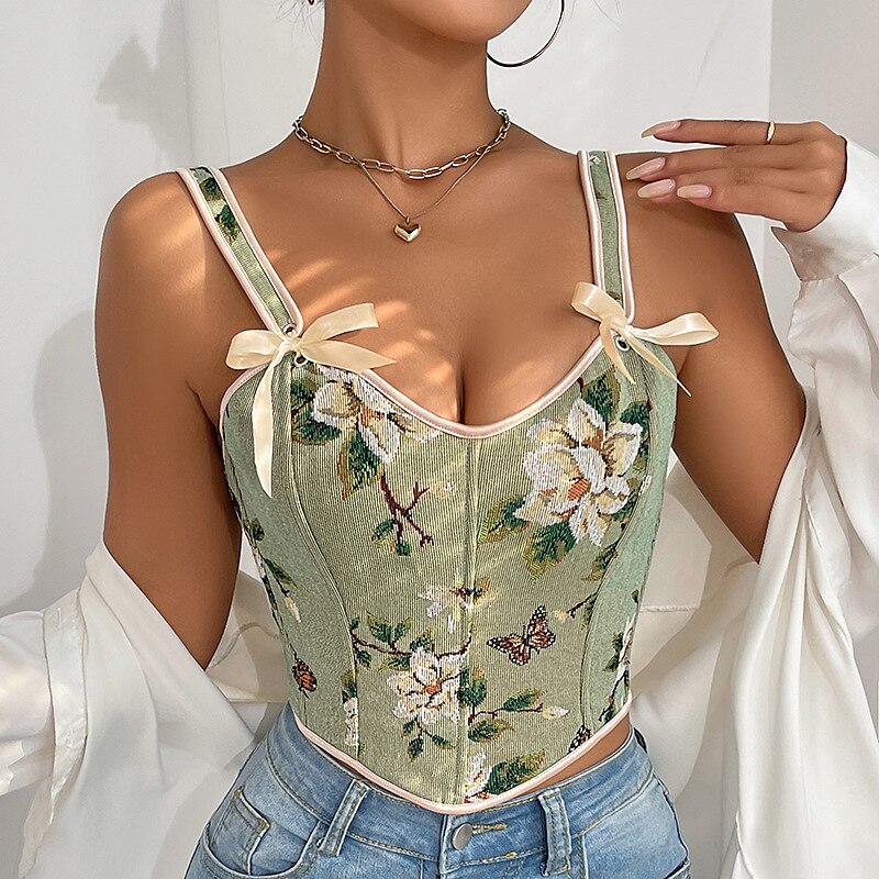 Retro Style Boned Hem Corset V-Neck Body Shape Vest