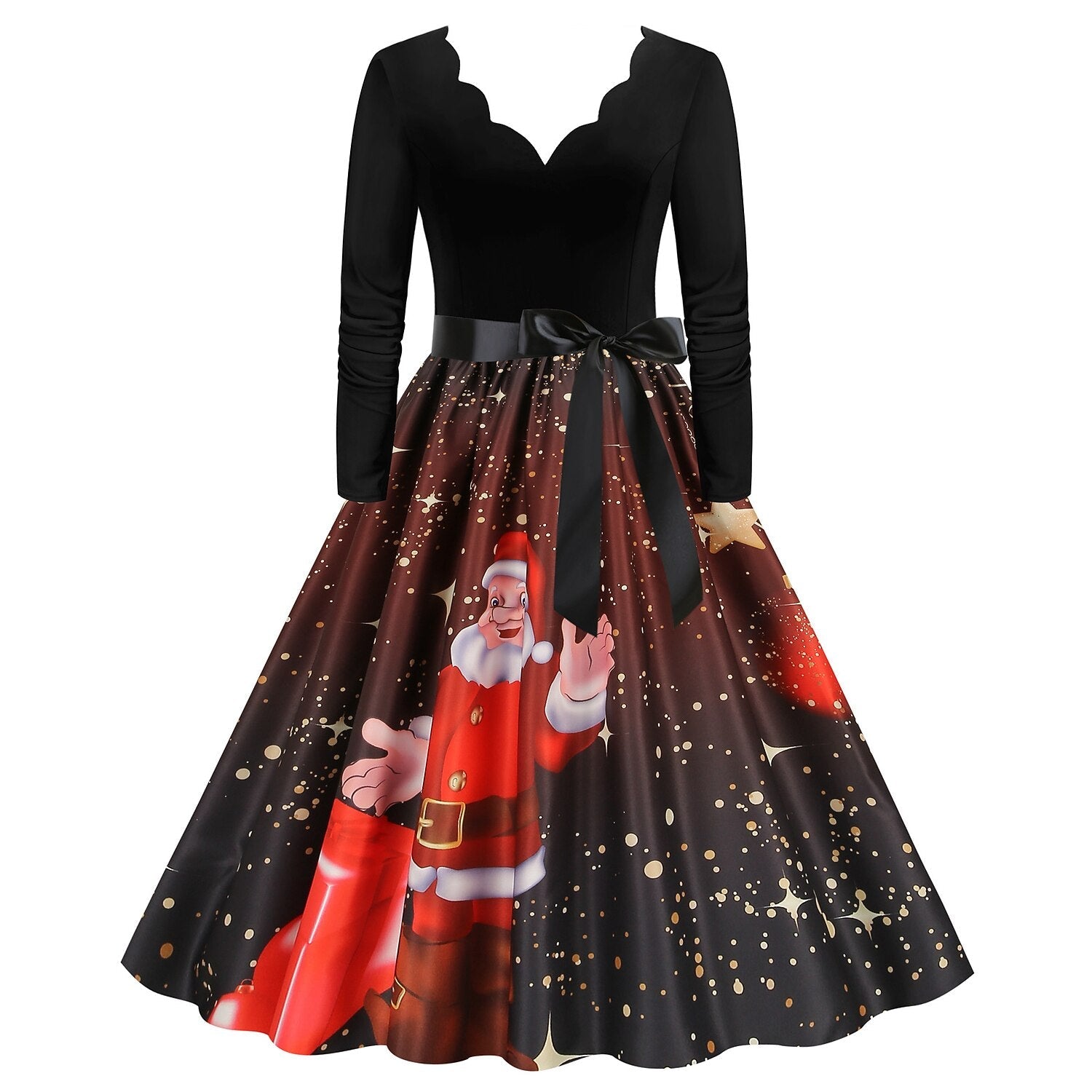 Christmas A-Line Santa Print Dress