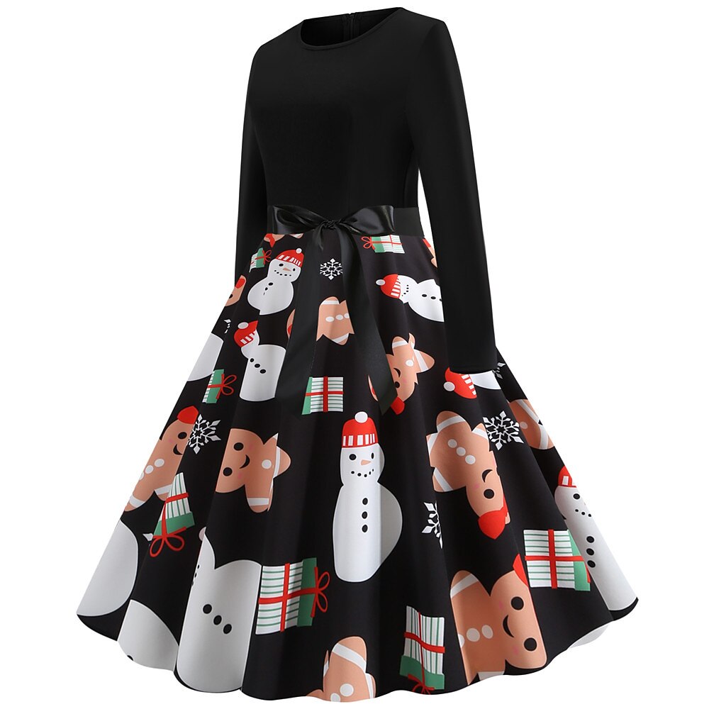 Christmas Print Fit & Flare A-Line Dress