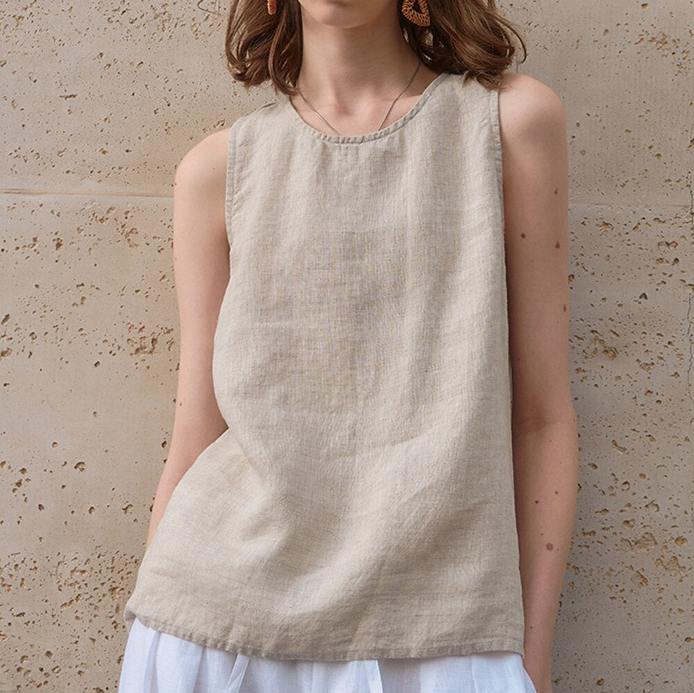 Women Classic Linen Tank Top