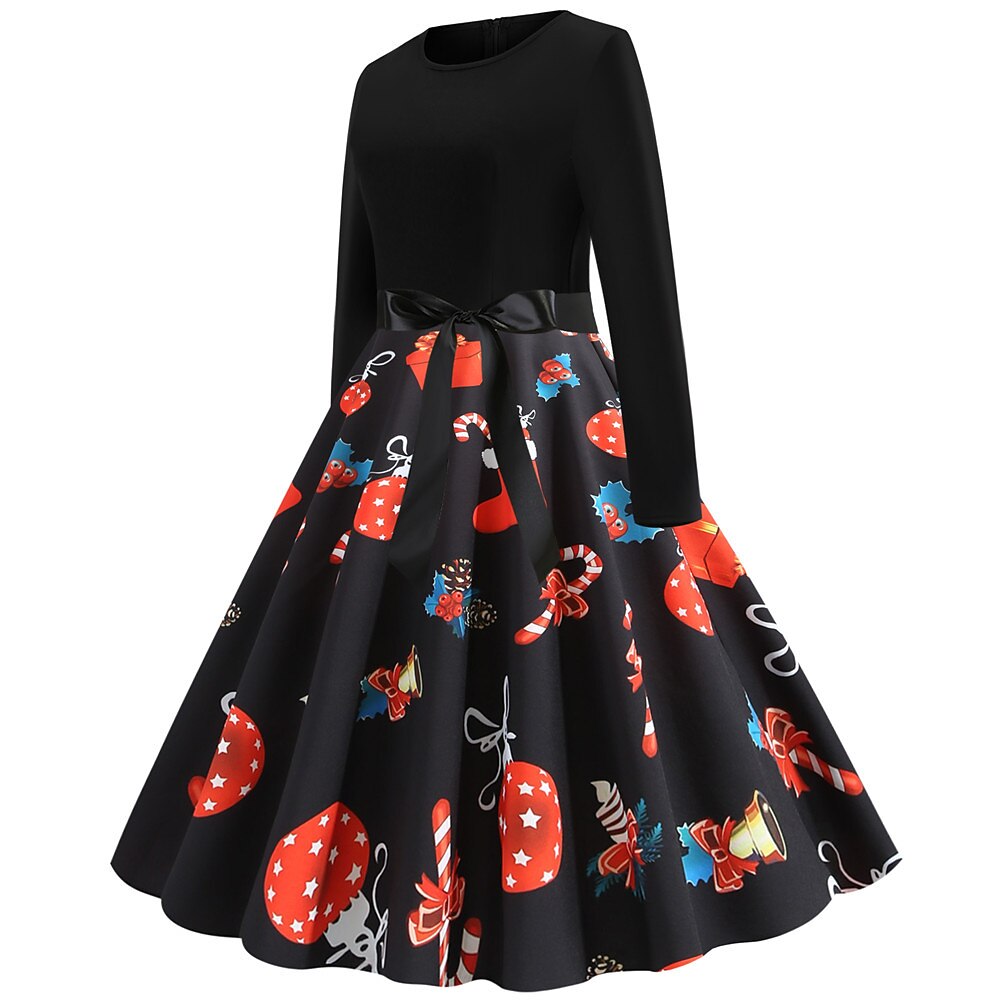 Christmas Print Fit & Flare A-Line Dress