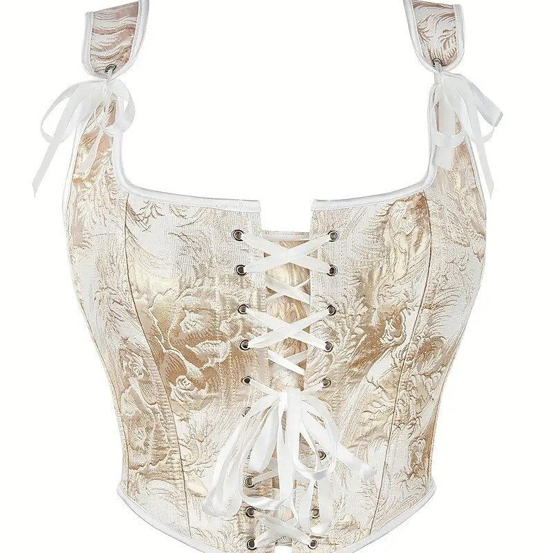 Victorian Style Jacquard Lace-up U-Back Corset