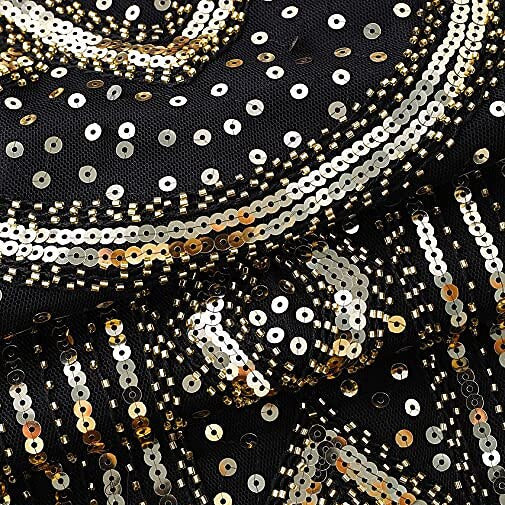 Sequin Tassel Trim Flapper Dress with ACCs