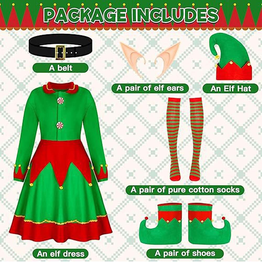 Women's Christmas Elf Costume Set