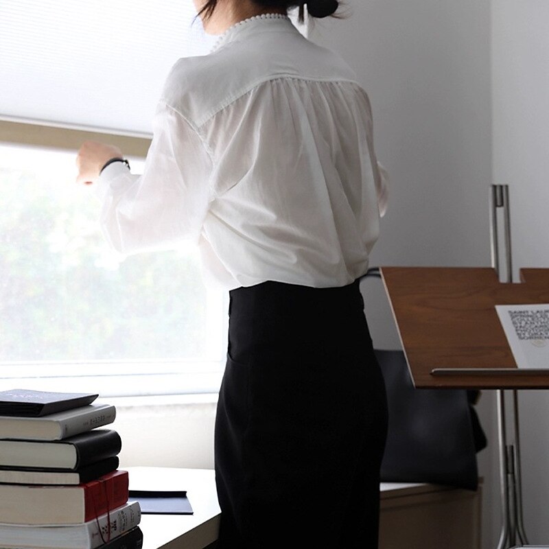 French Minimalist Style Vintage Blouse