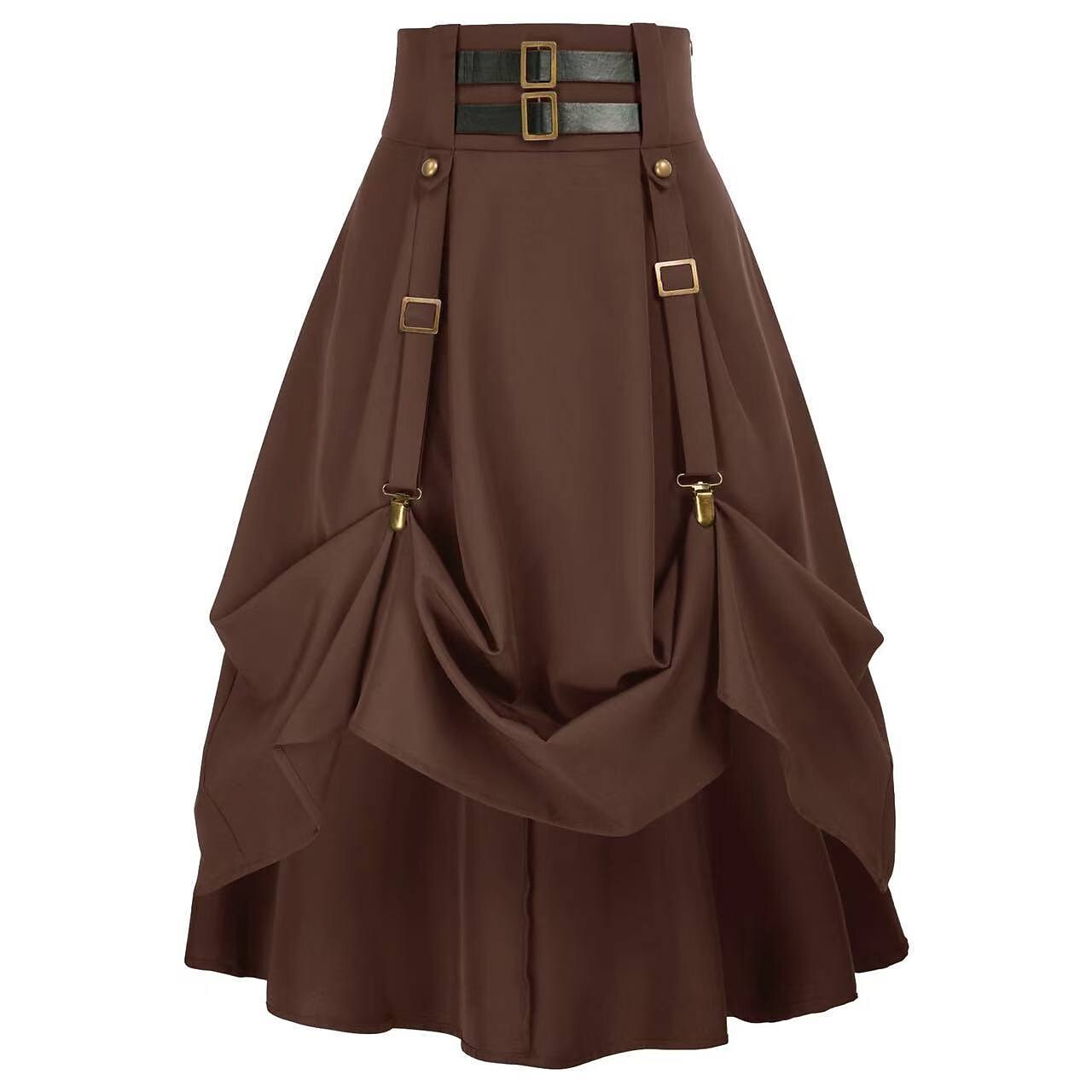 Steampunk Skirt Length Adjustable Skirt With Pocket