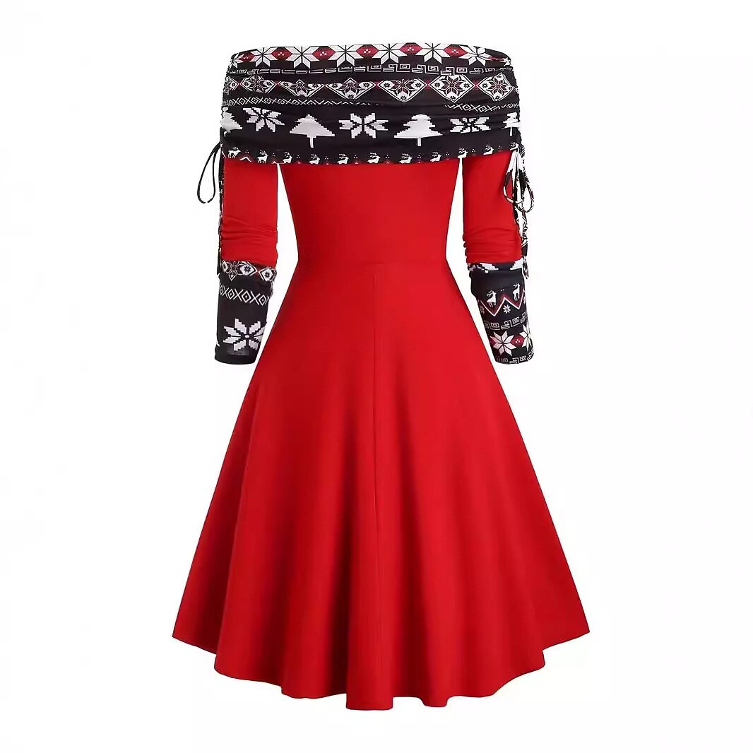 Christmas Snowflake Print Dress