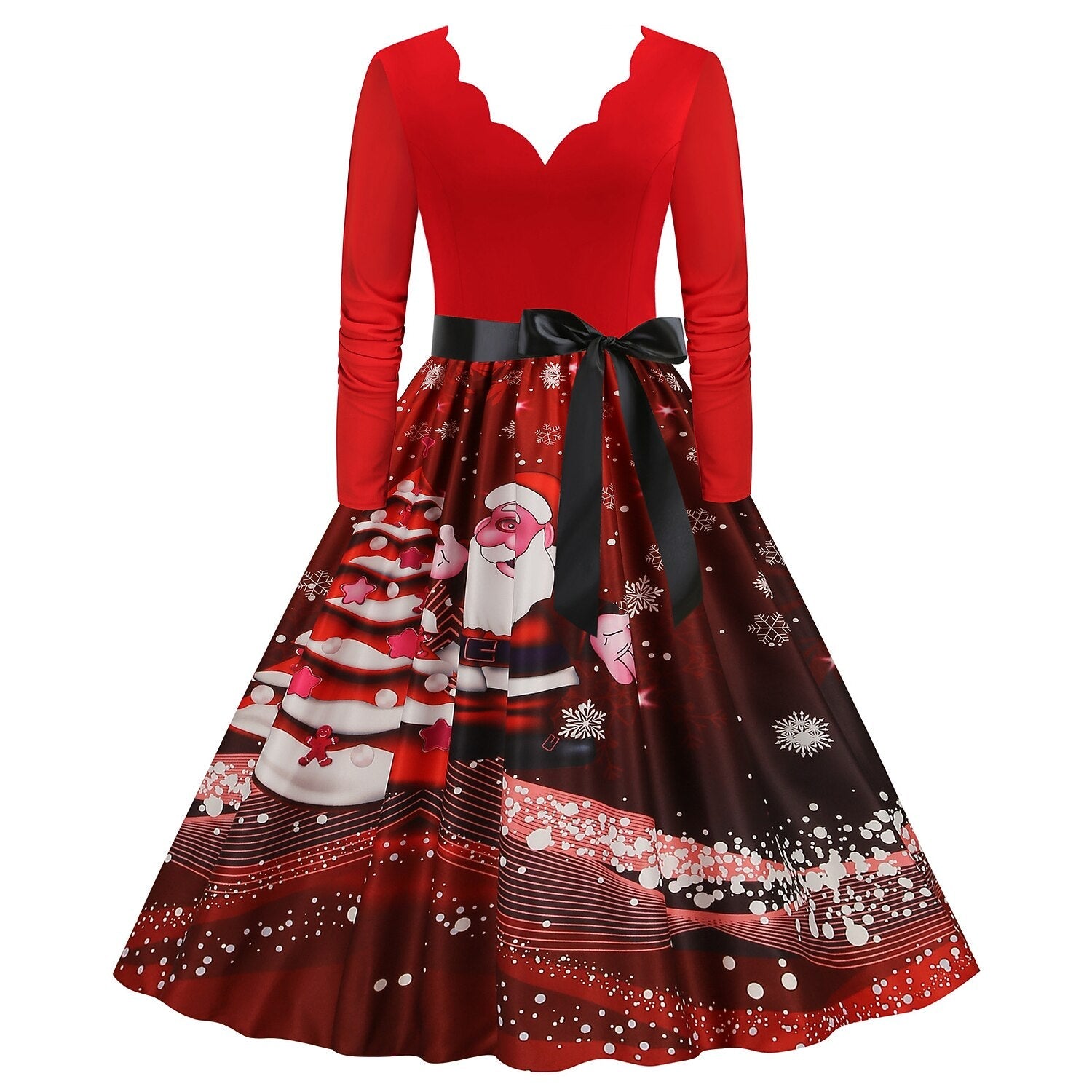 Christmas A-Line Santa Print Dress