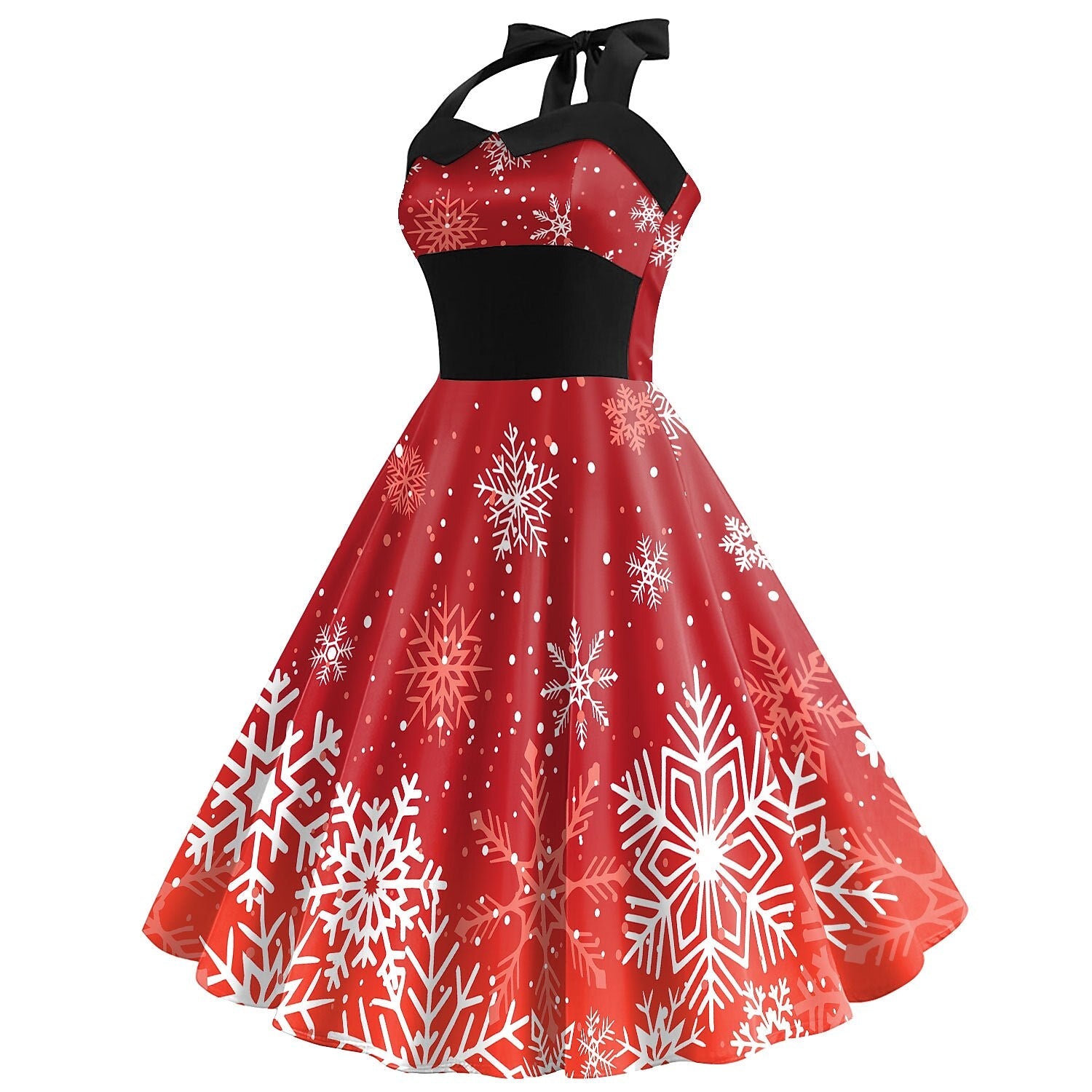 Christmas Vintage Snowflake Halter Dress
