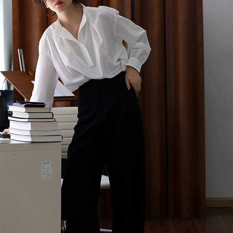 French Minimalist Style Vintage Blouse