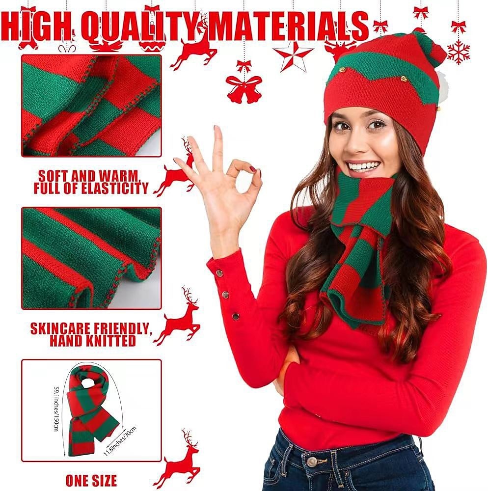 Christmas Santa Knitted Hats Scarf Set