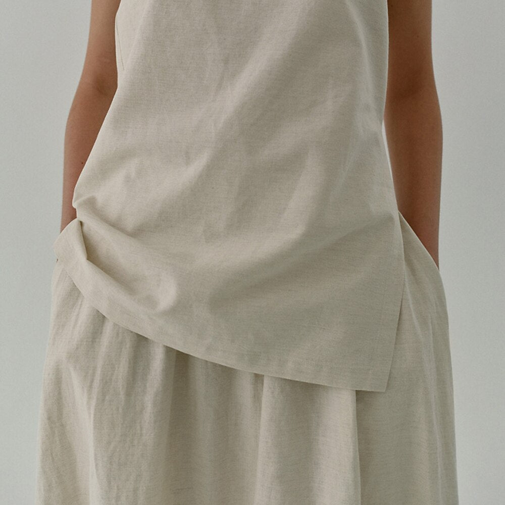 Classic Cotton Linen Blend Skirt