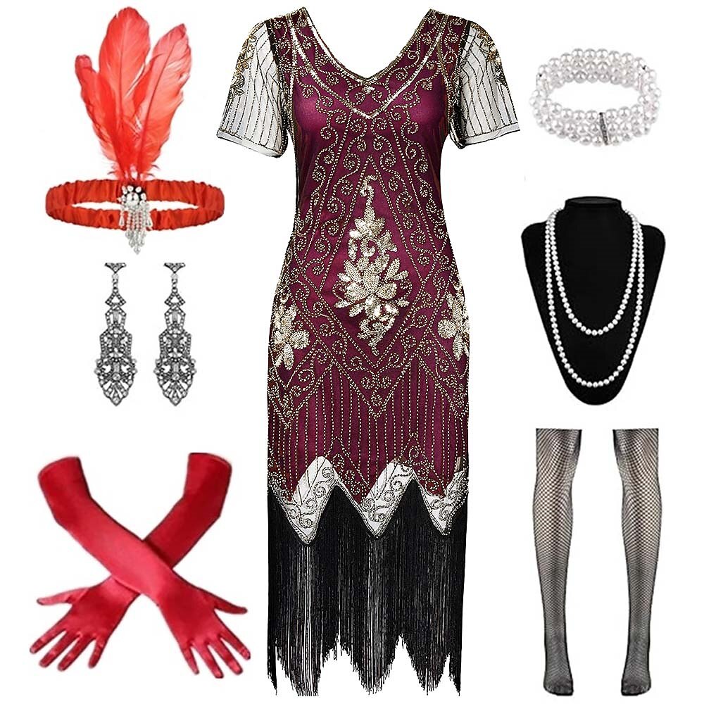 Art Deco Flapper Dress & Accessory Costume Set