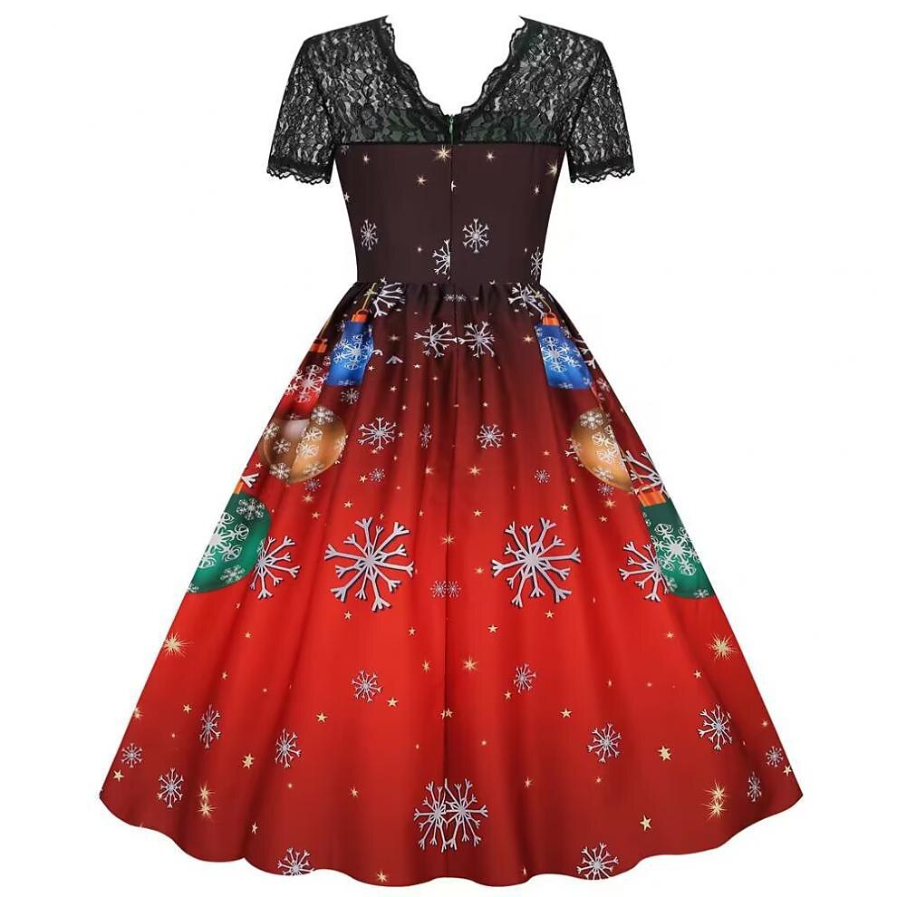 Christmas Vintage Lace Swing Dress