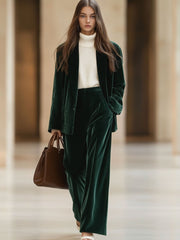 Commerce Boutique Green Velvet High Waist Suit Pants 