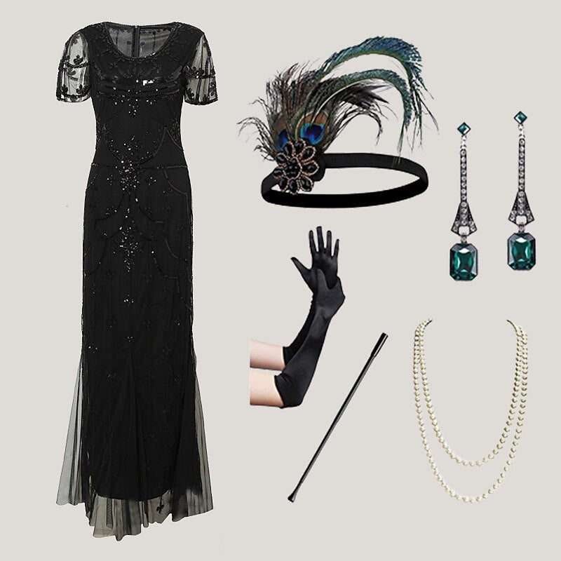 Art Deco Sequin Flapper Costume Set