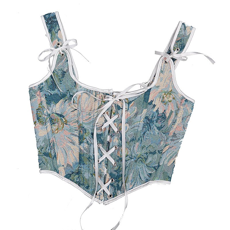Renaissance Style Floral Lace Design Corset Vest