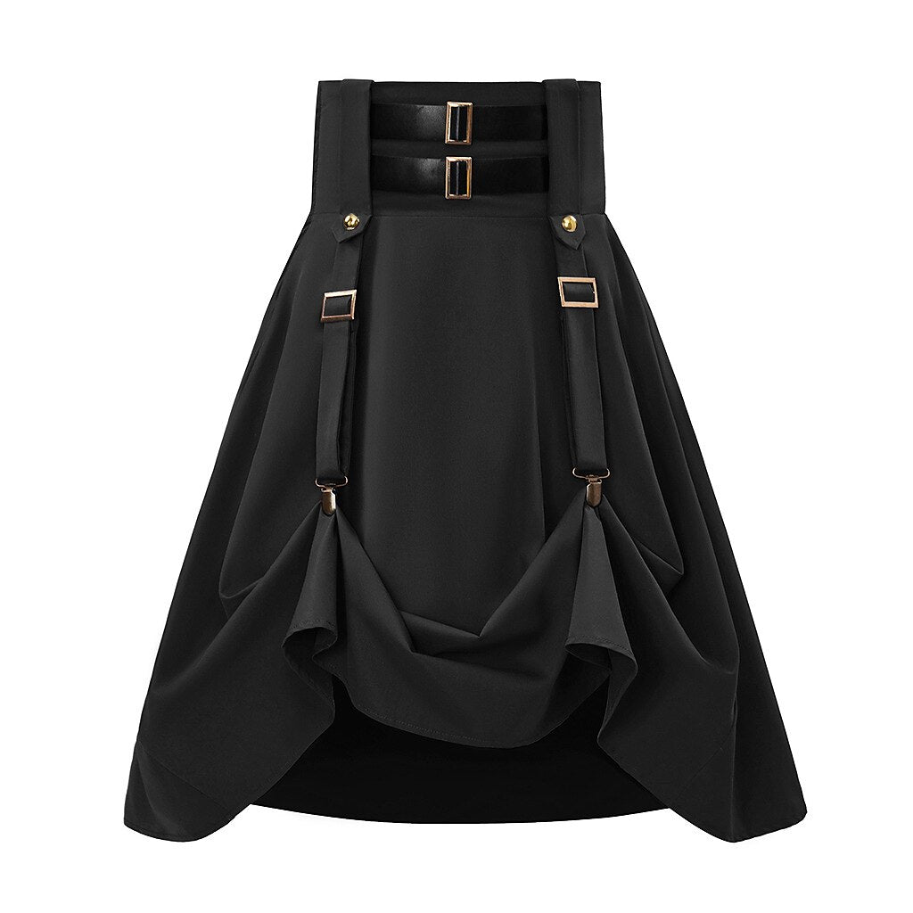 Steampunk Skirt Length Adjustable Skirt With Pocket