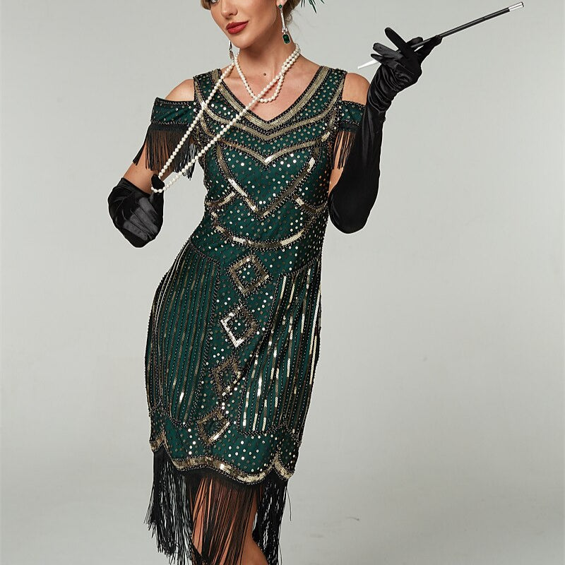 Sequin Art Deco Flapper Dress