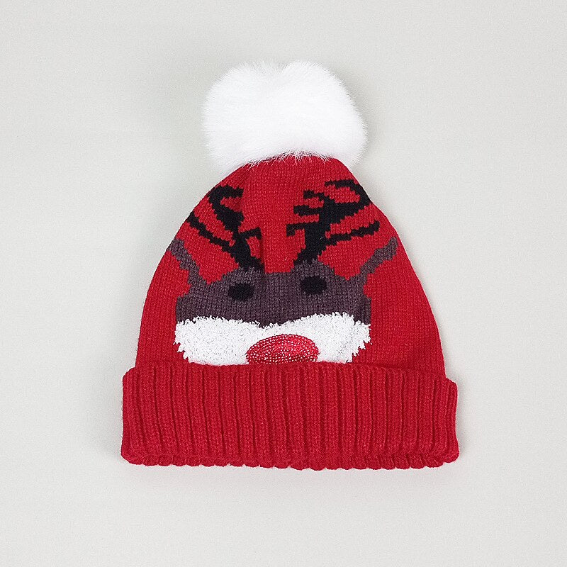 2PCS Christmas Pom Pom Knit Beanie