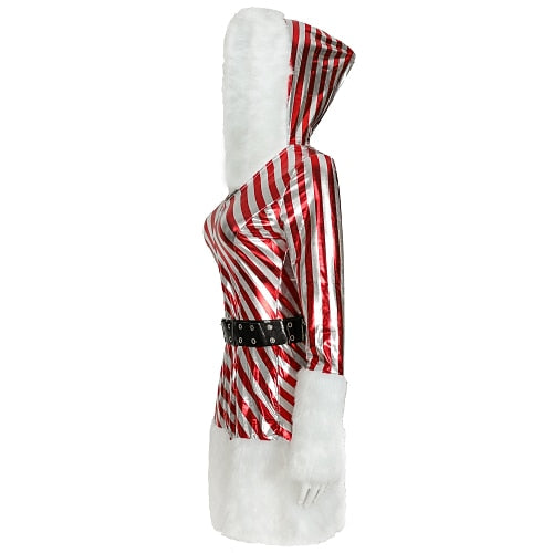 Striped Santa Hooded Mini Dress