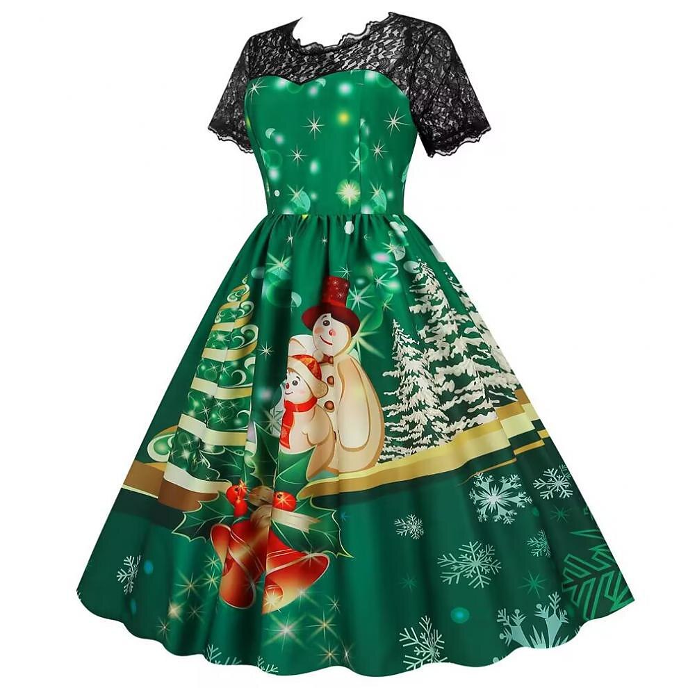 Christmas Vintage Lace Swing Dress